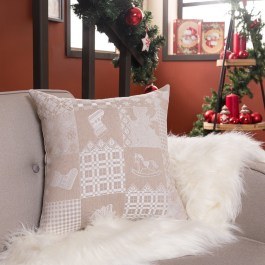 Μαξιλαροθήκη Διακοσμητική Χριστουγεννιάτικη Mariazell 02 Beige Teoran BEIGE