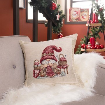 Christmas Cushion Velbert Beige-Red Teoran