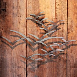 Σύνθεση Τοίχου Γλάρων Με Vintage Τεχνοτοπία Παλαίωσης SH2558S 53x33cm Silver SILVER