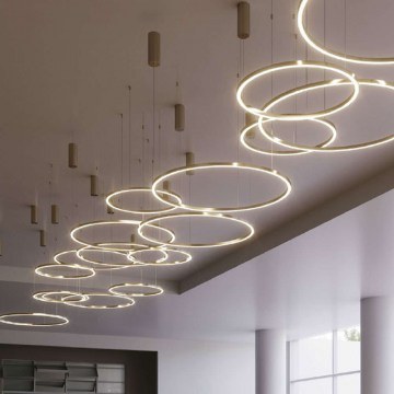 Ceiling Lamp Hoop LED-HOOP-S120-ORO 60W Led D120cm 150cm Gold Luce Ambiente Design