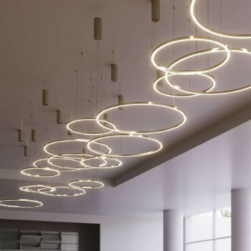 Ceiling Lamp Hoop LED-HOOP-S80-ORO 40W Led D80cm 150cm Gold Luce Ambiente Design
