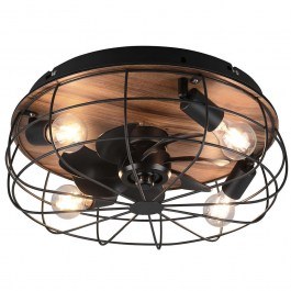 Ανεμιστήρας Οροφής Trondheim R61105032 Με Φως 4xE27 10W Και Τηλεχειριστήριο Φ48x17cm Black-Brown RL  BLACK-BROWN