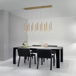 Pendant Light Led-Pype-SQ13-Oro 6110lm 3000/4000/6500K 200x2,5x41cm Gold Luce Ambiente Design GOLD