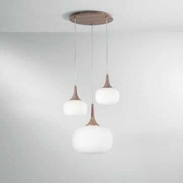 Pendant Light I-Jaipur-S3-BCO 1xE27+2xE14 150x39cm White-Natural Luce Ambiente Design