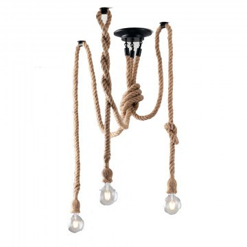 Ceiling Lamp I-Rope-PL3 E27 30x5x2cm Black-Rope Luce Ambiente Design