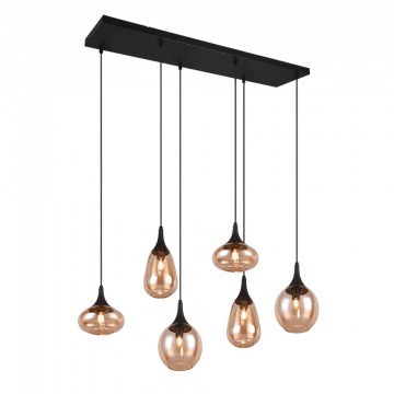 Φωτιστικό Οροφής - Ράγα Lumina 317000613 93x34x150cm 6xE14 40W Black-Amber Trio Lighting