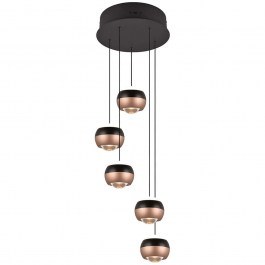 Φωτιστικό Οροφής Orbit 344430532 Φ30x200cm 5xDim Led 960lm 8W Black-Coffee Trio Lighting COFFEE-BLACK