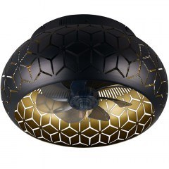 Ανεμιστήρας Οροφής Bidar R61574080 Με Φως Και Τηλεχειριστήριο Φ50x22cm 3xE27 15W Black-Gold RL Lighting