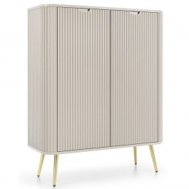 Sideboard Zova K-103_Kz_GL 103x129x39cm White Kazmir-Gold BEIGE-GOLD