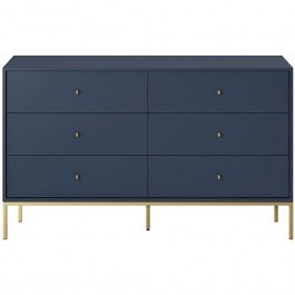 6-Drawer Chest Mono 154x39x91cm Blue-Gold BLUE-GOLD
