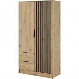 Two-Door Wardrobe Nelly 24_2D_art 105x51x200cm Natural Artisan NATURAL