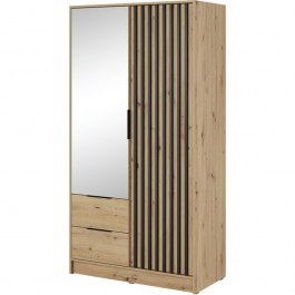 Two-Door Wardrobe Nelly 24_2Dm_art With Mirror 105x51x200cm Natural Artisan NATURAL