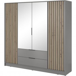 Four-Door Wardrobe Nelly 24_4Dm_Sz With Mirror 206x51x200cm Grey GREY