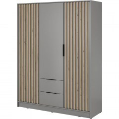 Three-Door Wardrobe Nelly 24_3D_Sz 155x200x51cm Grey-Natural