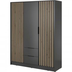 Three-Door Wardrobe Nelly 24_3D_grf 155x200x51cm Graphite-Natural