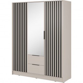 Nτουλάπα Τρίφυλλη Nelly 24_3Dm_kz Με Καθρέπτη 155x200x51cm White Kazmir-Anthracite WHITE-SAND