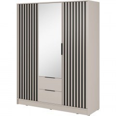 Nτουλάπα Τρίφυλλη Nelly 24_3Dm_kz Με Καθρέπτη 155x200x51cm White Kazmir-Anthracite