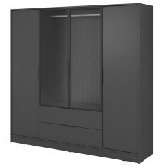 Kelly Flutes RM Four-Door Wardrobe With Semi-Transparent Glass 206x51x200cm Anthracite