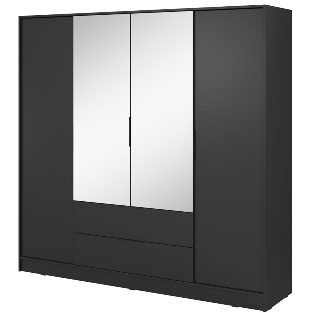 Ντουλάπα Τετράφυλλη Kelly Με Καθρέπτες 206x51x200cm Anthracite