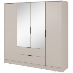 Ντουλάπα Τετράφυλλη Kelly Με Καθρέπτες 206x51x200cm White Champagne