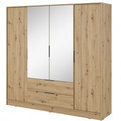 Ντουλάπα Τετράφυλλη Kelly Με Καθρέπτες 206x51x200cm Natural Artisan