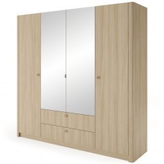 Ντουλάπα Τετράφυλλη Viki 213x54x208cm Natural Dab Barista