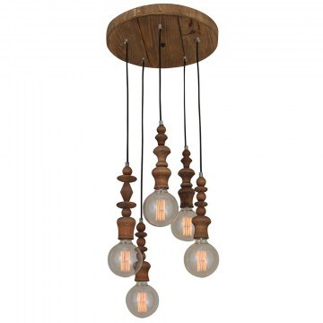 Φωτιστικό Οροφής Κρεμαστό HL-041R-5P 77-2738 Melody Aged Wood  Homelighting
