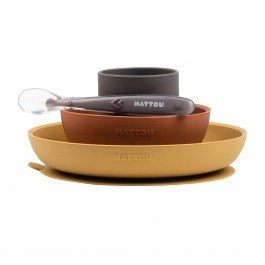 Σερβίτσιο Φαγητού Παιδικό (Σετ 4Τμχ.) Silicon N877015 Ochre-Terracotta Nattou OCHRE