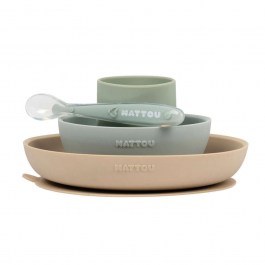 Σερβίτσιο Φαγητού Παιδικό (Σετ 4Τμχ.) Silicon N876827 Mint-Beige Nattou MINT-BEIGE