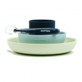Σερβίτσιο Φαγητού Παιδικό (Σετ 4Τμχ.) Silicon N877008 Silicon Green-Blue Nattou GREEN-BLUE