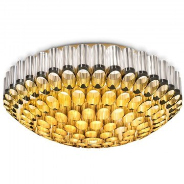 Φωτιστικό Οροφής - Πλαφονιέρα Odeon 102x102x42cm 12xE27/1xLed 12W/6,5W Clear-Gold Slamp