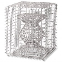 Σκαμπό Zig Zag 300-030-257 40x40x47cm Silver SILVER
