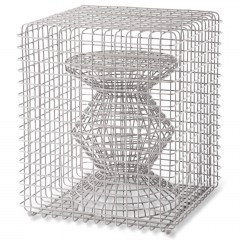 Σκαμπό Zig Zag 300-030-257 40x40x47cm Silver