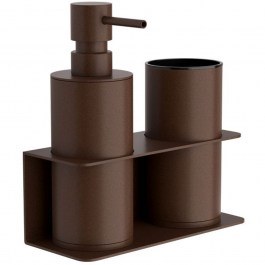 Σετ Μπάνιου Επιτοίχιο 80-943 Με Δοχείο Κρεμοσάπουνου Και Ποτηροθήκη (Σετ 2Τμχ) 17x7x19cm Wenge Pam&Co WENGE