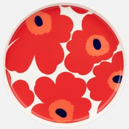 Shallow Plate Oiva Unikko 075539 D20cm White-Red Marimekko WHITE-RED