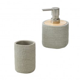 Σετ Μπάνιου Spirit 246 Με Δοχείο Κρεμοσάπουνου Και Ποτηροθήκη (Σετ 2τμχ) Light Grey Kentia LIGHT GREY