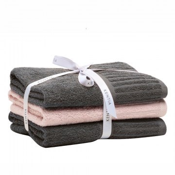 Towels Vance 04 (Set 3pcs) Grey-Pink Kentia