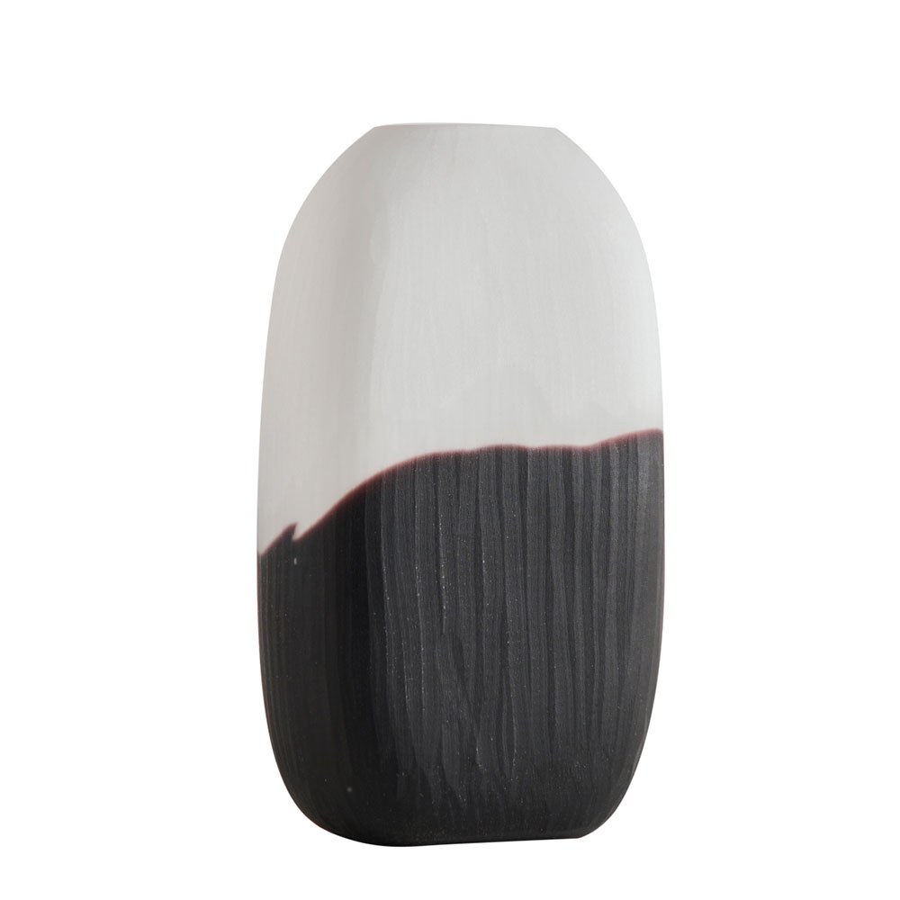 Βάζο Γυάλινο Vase 247 19x10x31cm White-Black Kentia