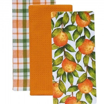 Kitchen Towels Fazzy 251 (Set 3pcs) Green-Orange Kentia