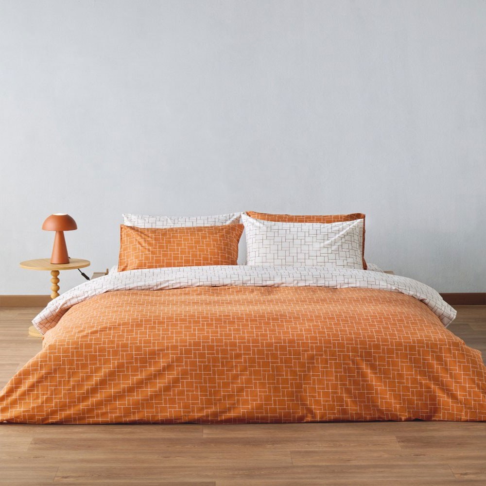 Παπλωματοθήκη Dodici 06 (Σετ 3τμχ) Terracotta-White Kentia