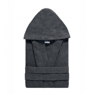 Kid Bathrobe Makai 24 With Hood Dark Grey Kentia