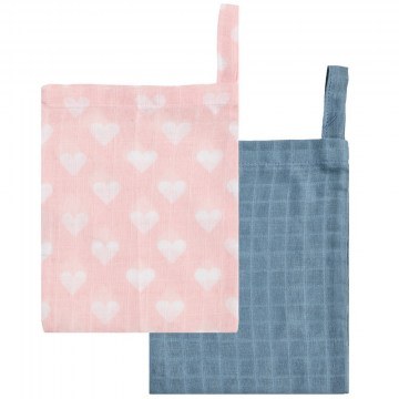 Baby Bath Mitts YN 26 Blue - Hearts (Set of 2) 15Χ22 Blue-Pink Kentia