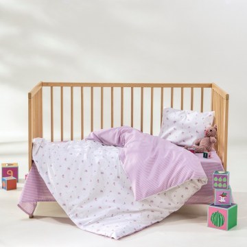 Baby Duvet Cover Set Flory (Set of 2) White-Pink Kentia