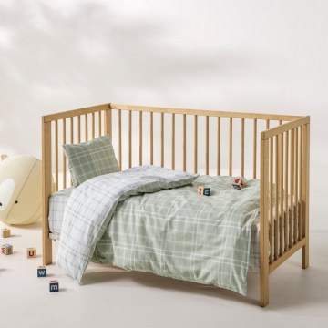 Baby Bed Sheets Jinu 36 (Set of 3) Light Green-White Kentia