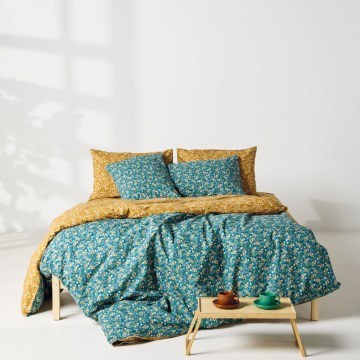 Bed Sheets Fay (Set of 3) Petrol-Mustard Kentia