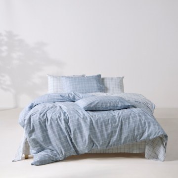 Bed Sheets Jinu 16 Fitted (Set of 3) Light Blue-White Kentia