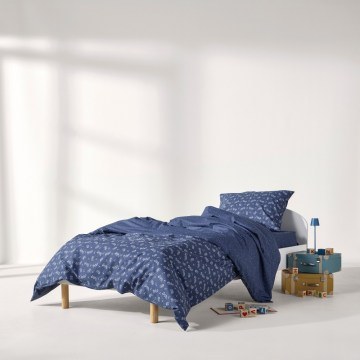 Kids Duvet Cover Set Oriane (Set of 2) Dark Blue-White Kentia