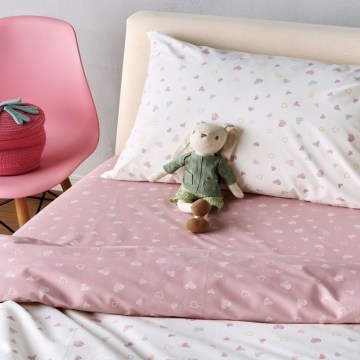 Kids Bed Sheets Matera 18 (Set of 3) White-Dusty Pink Kentia