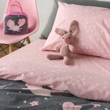 Kids Bed Sheets Nagoya (Set of 3) Grey-Pink Kentia