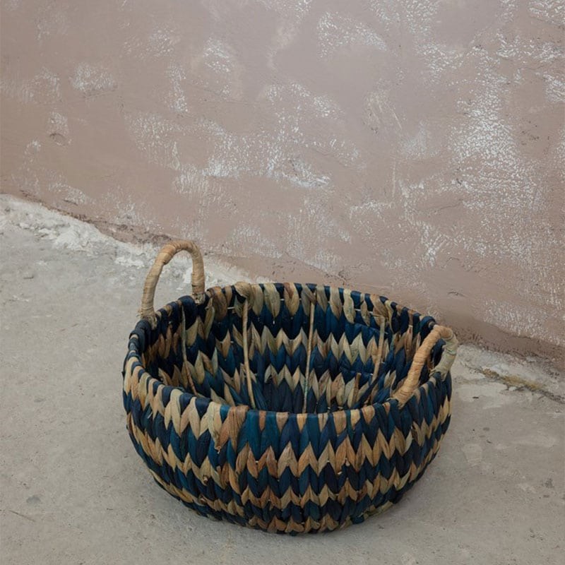 Καλάθι Saira 30x16 Natural-Blue Nima